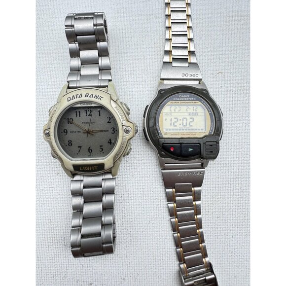 Lot of 2 Vintage Casio Digital Watches - Voice Memo A-V3 Casio ABX-24 Data Bank - Picture 4 of 10